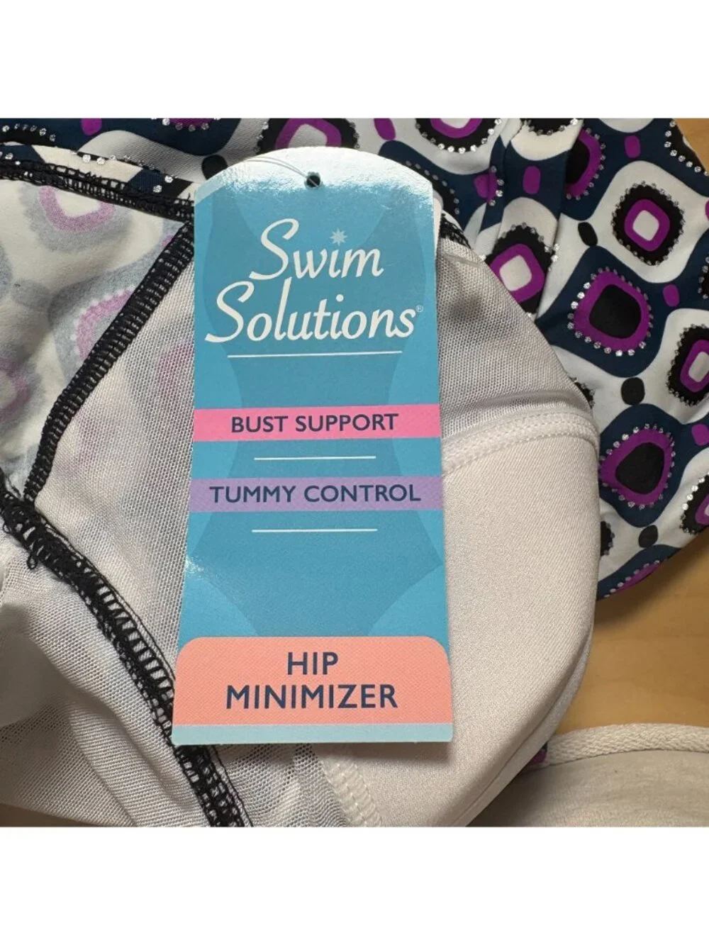 Swim Solutions Tummy Control Fauxkini One-Piece Swimsuit Women's Size 8 NWT! - Picture 4 of 7